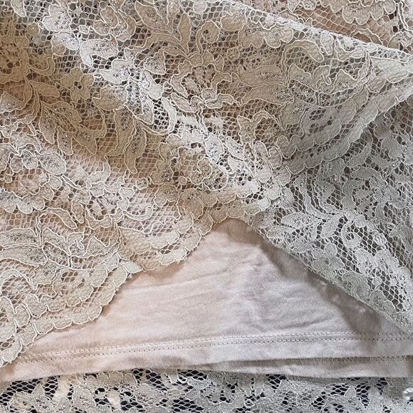 Ann Taylor LOFT Silver Beige Gray Lace Tank Top Metallic Layer Size Small - Picture 7 of 9